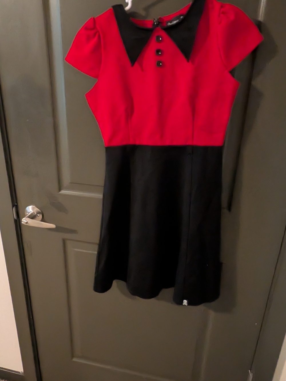 Sourpuss Red and Black Vintage-Inspired Fit & Flare Dress